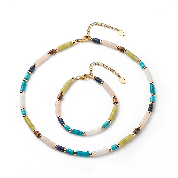 PandaHall Natural & Synthetic Mixed Gemstone Disc Beaded Necklace and Bracelet Set, 7 Chakra Jewelry Set for Women, 7-1/2 inch(19cm), 15.94...
PandaHall Natural & Synthetic Mixed Gemstone Disc Beaded Necklace and Bracelet Set, 7 Chakra Jewelry Set for Women, 7-1/2 inch(19cm), 15.94...