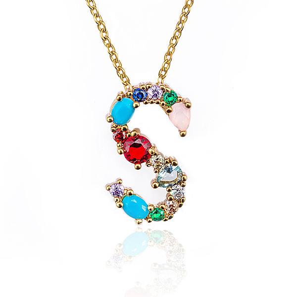 PandaHall Golden Brass Micro Pave Cubic Zirconia Initial Pendants Necklaces, with Cable Chains, Colorful, Letter, Letter.S, 17.9~18.1 inch...
PandaHall Golden Brass Micro Pave Cubic Zirconia Initial Pendants Necklaces, with Cable Chains, Colorful, Letter, Letter.S, 17.9~18.1 inch...