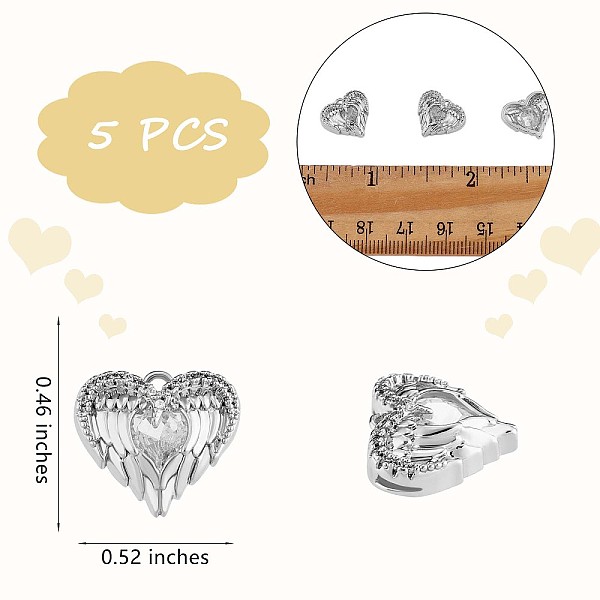 PandaHall 5 Pieces Angel Wing Love Heart Charm Pendant Heart Clear Cubic Zirconia Charm Copper Plating for Jewelry Necklace Earring Making...
PandaHall 5 Pieces Angel Wing Love Heart Charm Pendant Heart Clear Cubic Zirconia Charm Copper Plating for Jewelry Necklace Earring Making...