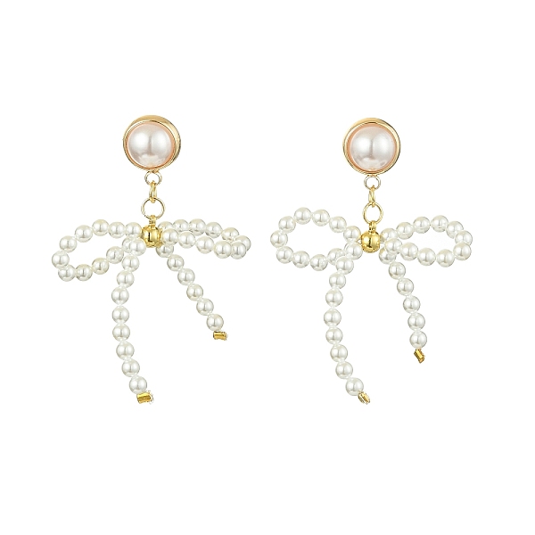 PandaHall Natural Pearl Beaded Bowknot Dangle Stud Earrings, Golden Alloy Drop Earrings, White, 49~50x33~34mm Pearl Bowknot White
PandaHall Natural Pearl Beaded Bowknot Dangle Stud Earrings, Golden Alloy Drop Earrings, White, 49~50x33~34mm Pearl Bowknot White