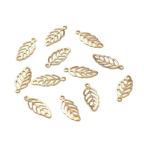 PandaHall Ion Plating(IP) 304 Stainless Steel Charms, Hollow, Leaf, Golden, 13x5.5x0.3mm, Hole: 0.8~1mm 304 Stainless Steel Leaf
PandaHall Ion Plating(IP) 304 Stainless Steel Charms, Hollow, Leaf, Golden, 13x5.5x0.3mm, Hole: 0.8~1mm 304 Stainless Steel Leaf