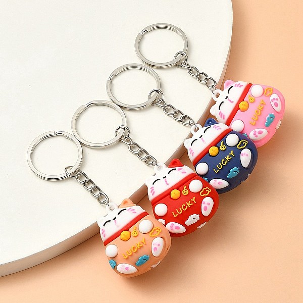 PandaHall 4Pcs PVC Cartoon Lucky Cat Doll Pendant Keychain, with Iron Open Jump Rings and Iron Keychain Ring, Mixed Color, 9.5cm, 4pcs/set..., Multicolor
PandaHall 4Pcs PVC Cartoon Lucky Cat Doll Pendant Keychain, with Iron Open Jump Rings and Iron Keychain Ring, Mixed Color, 9.5cm, 4pcs/set..., Multicolor