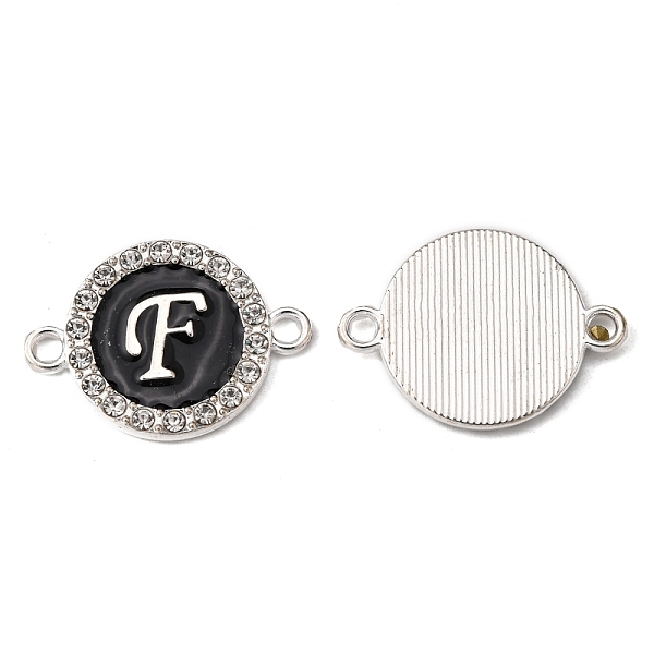 PandaHall Alloy Enamel Links Connectors, with Crystal Rhinestones, Flat Round with Letter, Silver Color Plated, Letter.F, 22x16x2mm, Hole..., Black
PandaHall Alloy Enamel Links Connectors, with Crystal Rhinestones, Flat Round with Letter, Silver Color Plated, Letter.F, 22x16x2mm, Hole..., Black
