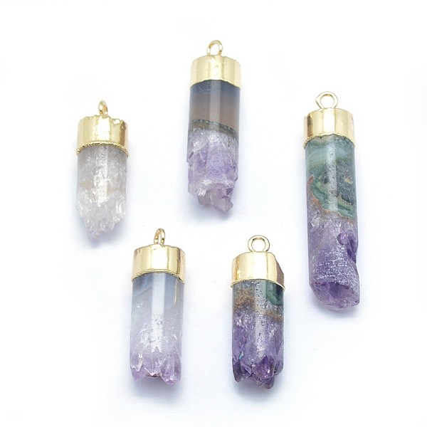 PandaHall Natural Amethyst Pendants, with Brass Findings, Column, Golden, 29.5~46x10mm, Hole: 2mm Amethyst Column
PandaHall Natural Amethyst Pendants, with Brass Findings, Column, Golden, 29.5~46x10mm, Hole: 2mm Amethyst Column