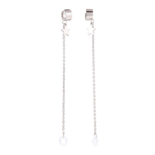 PandaHall Creative Star Earring Strap, Cuff Earring with Long Tassel, Bluetooth Headset Anti-lost Earrings, Platinum, 124mm Brass
PandaHall Creative Star Earring Strap, Cuff Earring with Long Tassel, Bluetooth Headset Anti-lost Earrings, Platinum, 124mm Brass