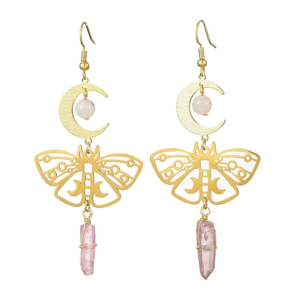 PandaHall Moon & Butterfly 201 Stainless Steel Dangle Earrings with Brass Pins, Natural Rose Quartz & Quartz Crystal Long Drop Earrings...
PandaHall Moon & Butterfly 201 Stainless Steel Dangle Earrings with Brass Pins, Natural Rose Quartz & Quartz Crystal Long Drop Earrings...