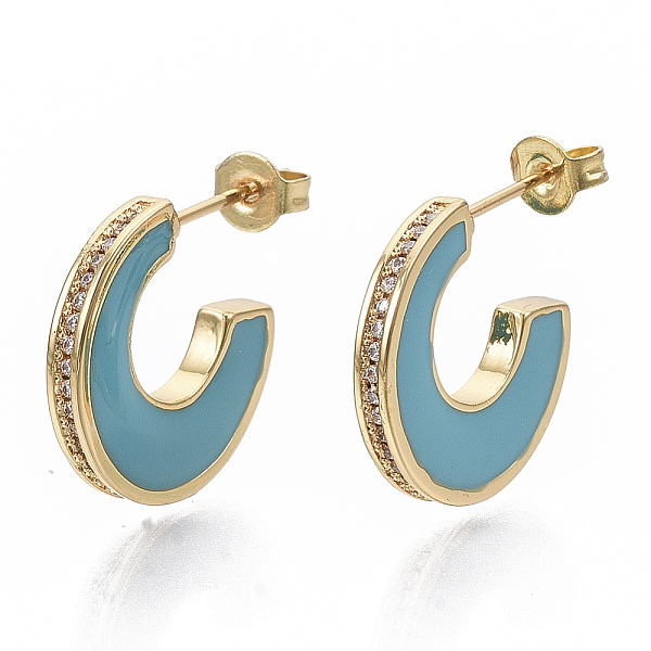 PandaHall Brass Micro Pave Cubic Zirconia Crescent Moon Stud Earrings, Half Hoop Earrings, with Enamel and Ear Nuts, Letter C, Real 18K Gold..., Cyan
PandaHall Brass Micro Pave Cubic Zirconia Crescent Moon Stud Earrings, Half Hoop Earrings, with Enamel and Ear Nuts, Letter C, Real 18K Gold..., Cyan