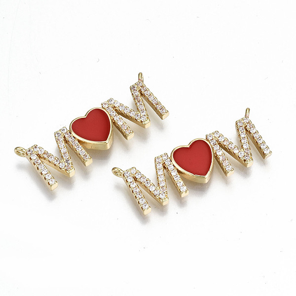 PandaHall Real 16K Gold Plated Brass Micro Pave Clear Cubic Zirconia Pendant Link, with Enamel, Nickel Free, for Mother's Day, Heart with..., Red
PandaHall Real 16K Gold Plated Brass Micro Pave Clear Cubic Zirconia Pendant Link, with Enamel, Nickel Free, for Mother's Day, Heart with..., Red