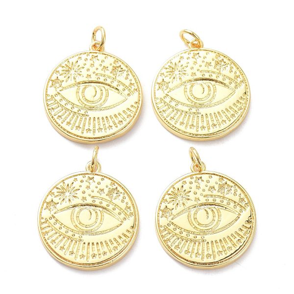 PandaHall Brass Pendants, with Jump Ring, Long-Lasting Plated, Flat Round with Evil Eye, Real 18K Gold Plated, 22.5x20x2mm, Jump Ring: 5x1mm...
PandaHall Brass Pendants, with Jump Ring, Long-Lasting Plated, Flat Round with Evil Eye, Real 18K Gold Plated, 22.5x20x2mm, Jump Ring: 5x1mm...