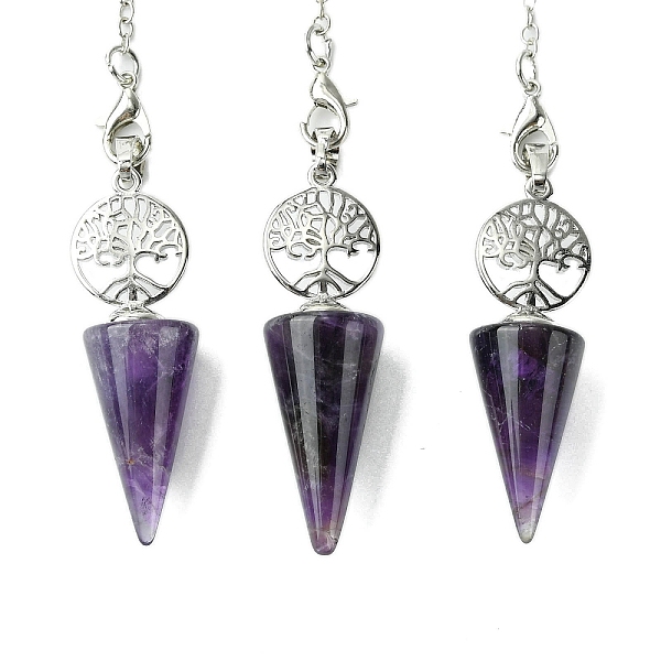 PandaHall Natural Amethyst Cone Dowsing Pendulum Big Pendants, with Tree of Life Rack Plating Platinum Plated Brass Findings, Cadmium Free &...
PandaHall Natural Amethyst Cone Dowsing Pendulum Big Pendants, with Tree of Life Rack Plating Platinum Plated Brass Findings, Cadmium Free &...