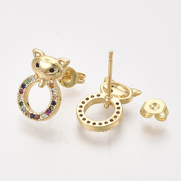 PandaHall Brass Micro Pave Cubic Zirconia Stud Earrings, with Ear Nuts/Earring Back, Fox, Colorful, Golden, 14x9.5mm, Pin: 1mm Cubic...
PandaHall Brass Micro Pave Cubic Zirconia Stud Earrings, with Ear Nuts/Earring Back, Fox, Colorful, Golden, 14x9.5mm, Pin: 1mm Cubic...