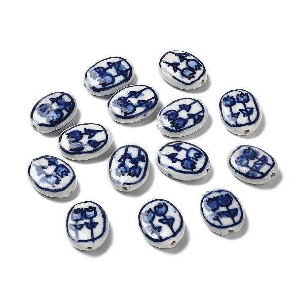 PandaHall Handmade Porcelain Beads, Blue and White Porcelain, Oval with Flower, Dark Blue, 20.5x15.5x5.5mm, Hole: 1.6mm Porcelain Oval
PandaHall Handmade Porcelain Beads, Blue and White Porcelain, Oval with Flower, Dark Blue, 20.5x15.5x5.5mm, Hole: 1.6mm Porcelain Oval