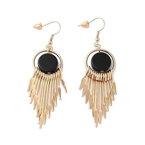 PandaHall Resin Flat Round with Tassel Dangle Earrings, Light Gold Alloy Long Drop Earrings for Women, Black, 78mm, Pin: 0.8mm Alloy Flat...
PandaHall Resin Flat Round with Tassel Dangle Earrings, Light Gold Alloy Long Drop Earrings for Women, Black, 78mm, Pin: 0.8mm Alloy Flat...