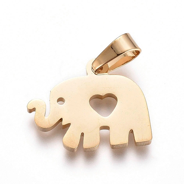PandaHall 304 Stainless Steel Pendants, Elephant with Heart, Golden, 13x16x1.3mm, Hole: 6x3mm 304 Stainless Steel Elephant
PandaHall 304 Stainless Steel Pendants, Elephant with Heart, Golden, 13x16x1.3mm, Hole: 6x3mm 304 Stainless Steel Elephant