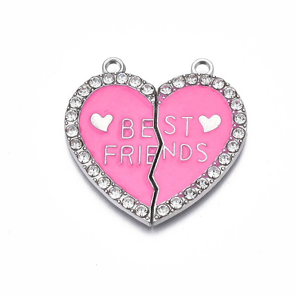 PandaHall Alloy Enamel Split Pendant, with Rhinestone, Cadmium Free & Nickel Free & Lead Free, Platinum, Broken Heart with Word Best Friend...
PandaHall Alloy Enamel Split Pendant, with Rhinestone, Cadmium Free & Nickel Free & Lead Free, Platinum, Broken Heart with Word Best Friend...