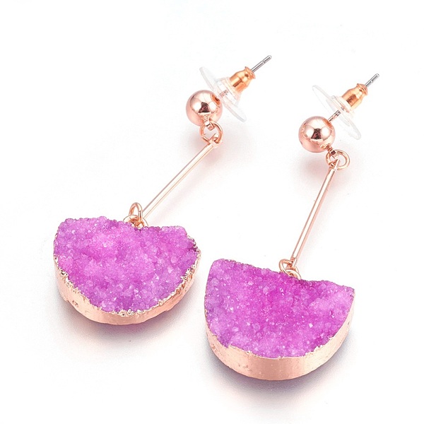 PandaHall Natural Druzy Quartz Dangle Stud Earrings, with Golden Tone Brass Findings, Half Round, Magenta, 56mm, Pin: 0.7mm Quartz Pink
PandaHall Natural Druzy Quartz Dangle Stud Earrings, with Golden Tone Brass Findings, Half Round, Magenta, 56mm, Pin: 0.7mm Quartz Pink