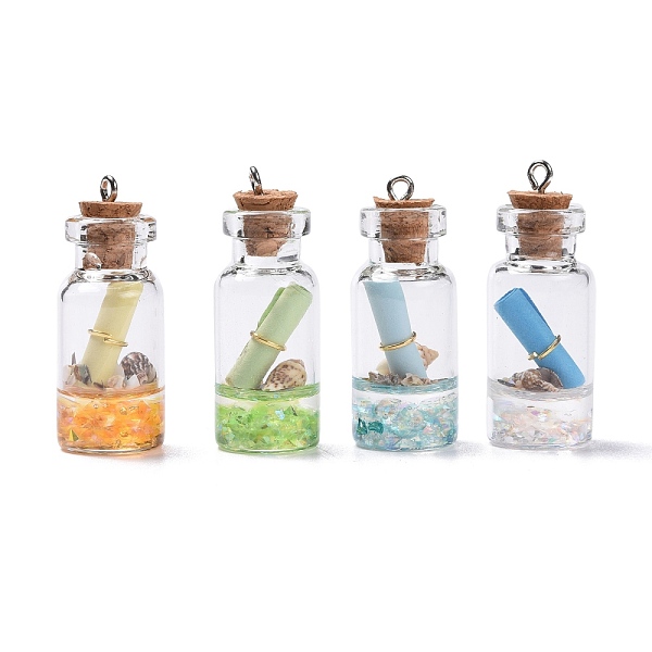 PandaHall Glass Wishing Bottle Pendant Decorations, with Resin & Paper & Shell, with Cork Stopper and Iron Findings, Mixed Color, 40~42x16mm..., Multicolor
PandaHall Glass Wishing Bottle Pendant Decorations, with Resin & Paper & Shell, with Cork Stopper and Iron Findings, Mixed Color, 40~42x16mm..., Multicolor