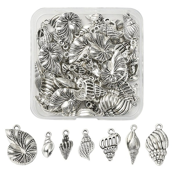 PandaHall 70Pcs 7 Style Tibetan Style Alloy Pendants, Conch/Spiral Shell, Antique Silver, 15.8~25.5x6.6~16x2.5~6mm, Hole: 1.5~2mm...
PandaHall 70Pcs 7 Style Tibetan Style Alloy Pendants, Conch/Spiral Shell, Antique Silver, 15.8~25.5x6.6~16x2.5~6mm, Hole: 1.5~2mm...