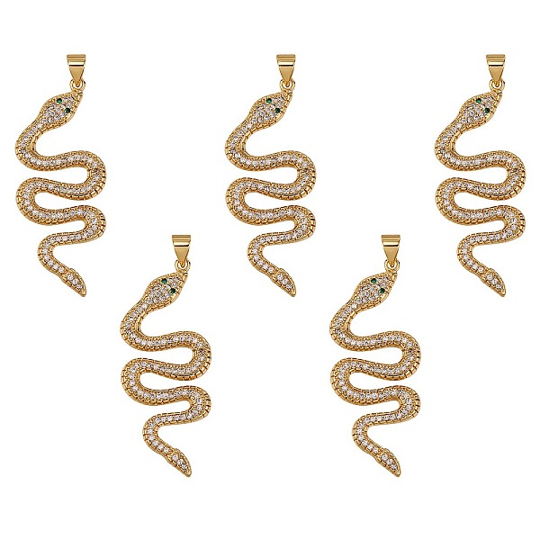 PandaHall 5Pcs Brass Micro Pave Cubic Zirconia Pendants, Long-Lasting Plated, Snake, Clear & Green, Golden, 42x17.2x3mm, Hole: 4x3.5mm...
PandaHall 5Pcs Brass Micro Pave Cubic Zirconia Pendants, Long-Lasting Plated, Snake, Clear & Green, Golden, 42x17.2x3mm, Hole: 4x3.5mm...