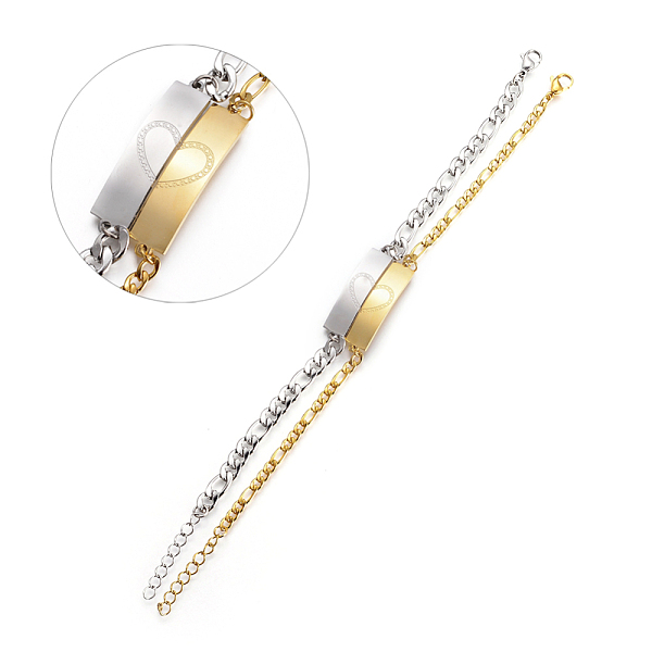 PandaHall Couples 304 Stainless Steel ID Bracelets Sets, with Figaro Chains and Lobster Claw Clasps, Rectangle with Split Heart, For...
PandaHall Couples 304 Stainless Steel ID Bracelets Sets, with Figaro Chains and Lobster Claw Clasps, Rectangle with Split Heart, For...