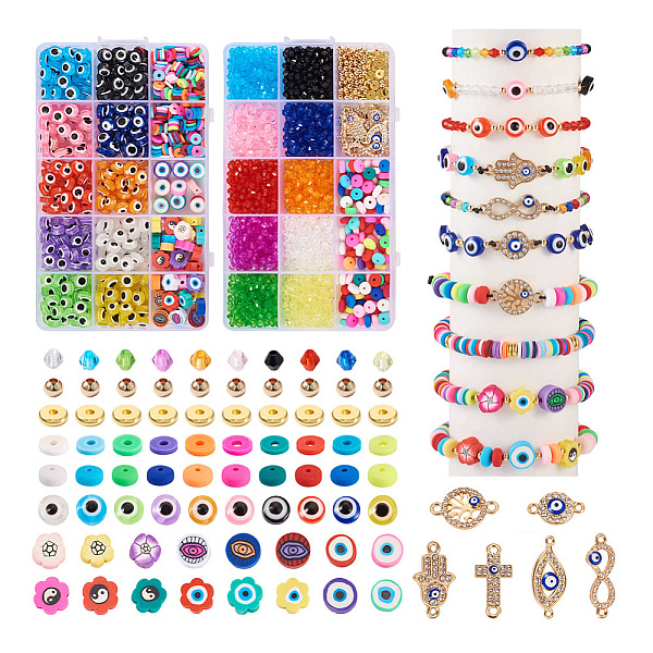 PandaHall DIY Evil Eye Jewelry Making Finding Kit, Including Flat Round & Bicone & Flower & Disc Resin & Acrylic & Polymer Clay & Brass Disc..., Multicolor
PandaHall DIY Evil Eye Jewelry Making Finding Kit, Including Flat Round & Bicone & Flower & Disc Resin & Acrylic & Polymer Clay & Brass Disc..., Multicolor