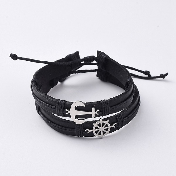 PandaHall Cowhide Leather Cord Bracelets, Stackable Bracelets, with Waxed Cotton Cord and 201 Stainless Steel Findings, Anchor and Helm..., Black
PandaHall Cowhide Leather Cord Bracelets, Stackable Bracelets, with Waxed Cotton Cord and 201 Stainless Steel Findings, Anchor and Helm..., Black