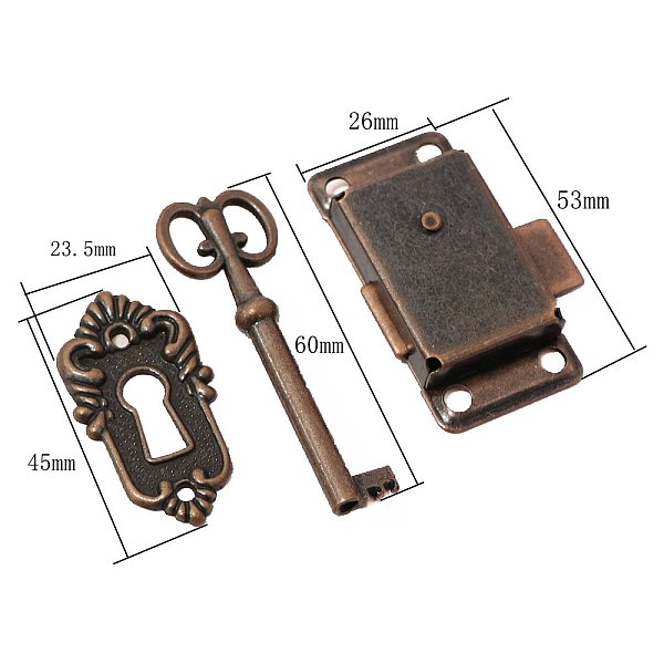 PandaHall Vintage Alloy Surface Mounted Cabinet Lock Kit Sets, with Keys, for Dresser, Drawer, Door, Cupboard, Red Copper, Lock: 53x26mm...
PandaHall Vintage Alloy Surface Mounted Cabinet Lock Kit Sets, with Keys, for Dresser, Drawer, Door, Cupboard, Red Copper, Lock: 53x26mm...