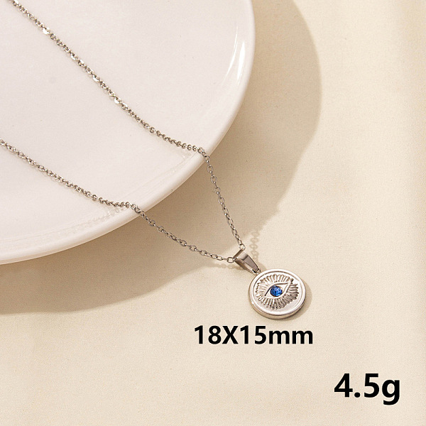 PandaHall Stylish Stainless Steel Rhinestones Flat Round with Evil Eye Pendant Necklace, Hip-hop Street Fashion Stainless Steel Flat Round
PandaHall Stylish Stainless Steel Rhinestones Flat Round with Evil Eye Pendant Necklace, Hip-hop Street Fashion Stainless Steel Flat Round