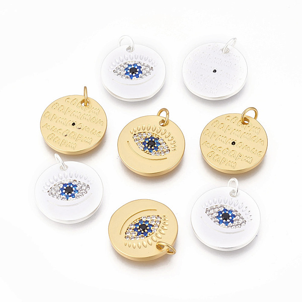 PandaHall Brass Micro Pave Cubic Zirconia Pendants, Flat Round with Eye, Colorful, Mixed Color, 16.5x1.8mm, Hole: 3~3.5mm Brass+Cubic..., Multicolor
PandaHall Brass Micro Pave Cubic Zirconia Pendants, Flat Round with Eye, Colorful, Mixed Color, 16.5x1.8mm, Hole: 3~3.5mm Brass+Cubic..., Multicolor