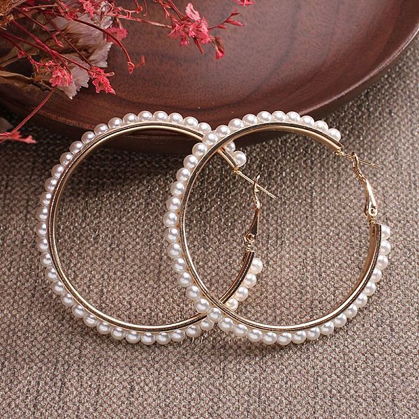 PandaHall Resin Pearl Beaded Big Ring Stud Earrings, Alloy Ring Earrings for Women, Golden, White, 54.5x4.5mm, Pin: 0.7mm Resin Ring White
PandaHall Resin Pearl Beaded Big Ring Stud Earrings, Alloy Ring Earrings for Women, Golden, White, 54.5x4.5mm, Pin: 0.7mm Resin Ring White