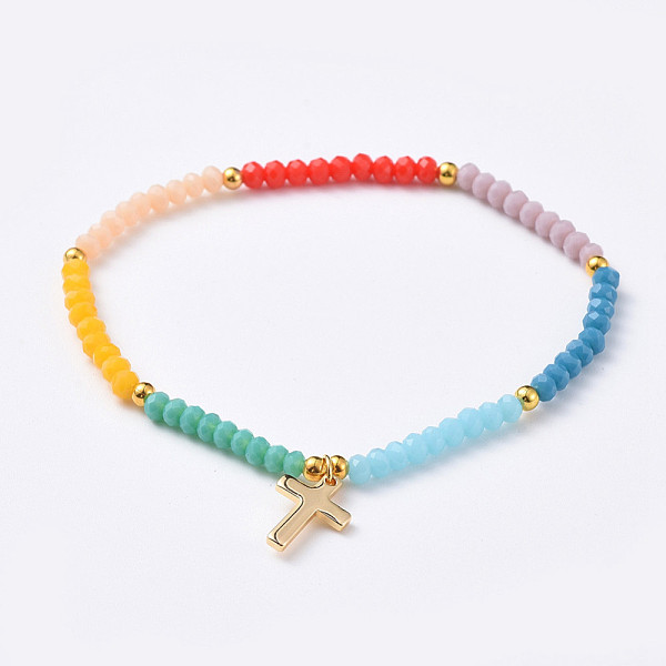 PandaHall Chakra Jewelry, Charm Bracelets, with Faceted Rondelle Glass Beads and Real 18K Gold Plated Brass Charms, Cross, Colorful, 2-1/8...
PandaHall Chakra Jewelry, Charm Bracelets, with Faceted Rondelle Glass Beads and Real 18K Gold Plated Brass Charms, Cross, Colorful, 2-1/8...