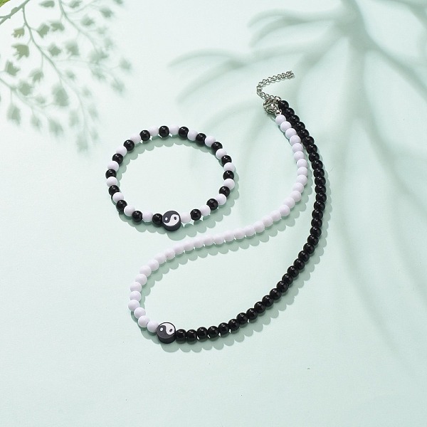 PandaHall Polymer Clay Yin Yang & Acrylic Round Beaded Necklace and Stretch Bracelet, Jewelry Set for Women, Black and White, 15.75 inch...
PandaHall Polymer Clay Yin Yang & Acrylic Round Beaded Necklace and Stretch Bracelet, Jewelry Set for Women, Black and White, 15.75 inch...