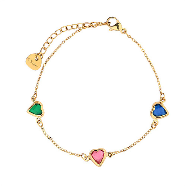 PandaHall Cubic Zirconia Heart Link Chain Bracelet, with Stainless Steel Chains, Colorful, 5-7/8 inch(15cm) Cubic Zirconia Heart
PandaHall Cubic Zirconia Heart Link Chain Bracelet, with Stainless Steel Chains, Colorful, 5-7/8 inch(15cm) Cubic Zirconia Heart