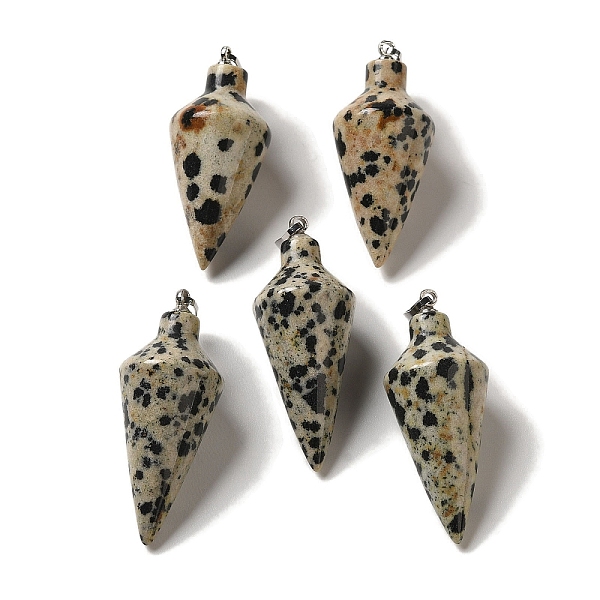 PandaHall Natural Dalmatian Jasper Pendants, Cone Charms with Rack Plating Platinum Plated Brass Snap on Bails, 36~36.5x15~15.5mm, Hole...
PandaHall Natural Dalmatian Jasper Pendants, Cone Charms with Rack Plating Platinum Plated Brass Snap on Bails, 36~36.5x15~15.5mm, Hole...