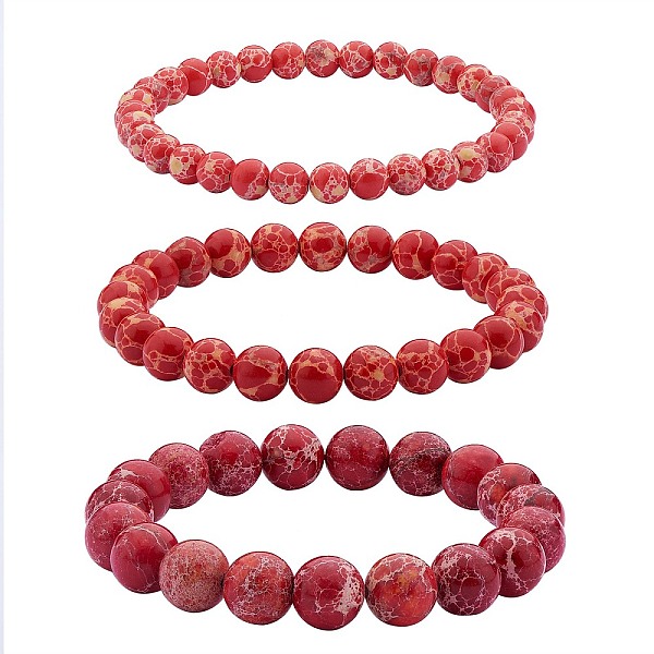 PandaHall 3Pcs 3 Size Synthetic Imperial Jasper Round Beaded Stretch Bracelets Set, Gemstone Jewelry for Women, Dark Red, Inner Diameter...
PandaHall 3Pcs 3 Size Synthetic Imperial Jasper Round Beaded Stretch Bracelets Set, Gemstone Jewelry for Women, Dark Red, Inner Diameter...