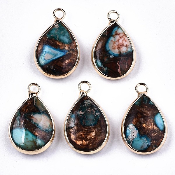 PandaHall Teardrop Assembled Synthetic Bronzite and Regalite/Imperial Jasper Pendants, with Iron Loop and Brass Edge, Light Gold, Dyed, Deep...
PandaHall Teardrop Assembled Synthetic Bronzite and Regalite/Imperial Jasper Pendants, with Iron Loop and Brass Edge, Light Gold, Dyed, Deep...