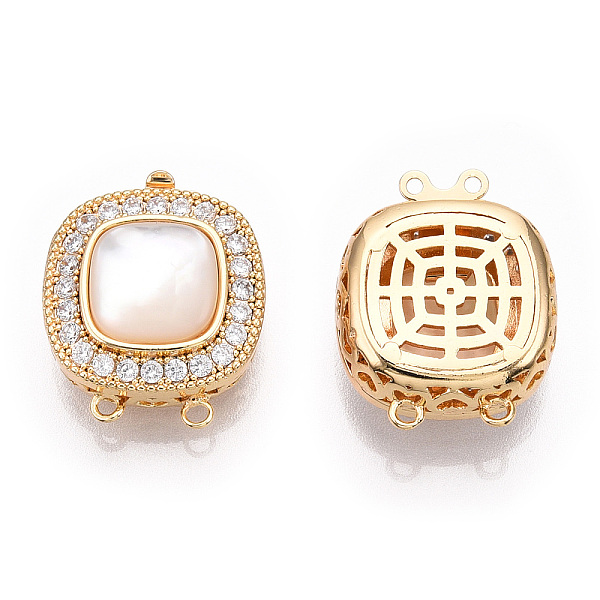 PandaHall Brass Micro Pave Clear Cubic Zirconia Box Clasps, with Shell, 2-Strand, 4-Hole, Square, Real 18K Gold Plated, 17x20.5x8.5mm, Hole...
PandaHall Brass Micro Pave Clear Cubic Zirconia Box Clasps, with Shell, 2-Strand, 4-Hole, Square, Real 18K Gold Plated, 17x20.5x8.5mm, Hole...