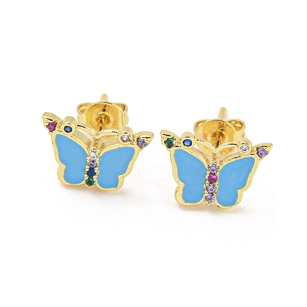PandaHall Butterfly Real 18K Gold Plated Brass Stud Earrings, with Enamel and Cubic Zirconia, Deep Sky Blue, 8x11.5mm Cubic Zirconia...
PandaHall Butterfly Real 18K Gold Plated Brass Stud Earrings, with Enamel and Cubic Zirconia, Deep Sky Blue, 8x11.5mm Cubic Zirconia...
