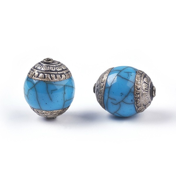 PandaHall Tibetan Style Beads, with Brass, Synthetic Turquoise, Oval, Antique Silver, Light Sky Blue, 18~20x15~16mm, Hole: 1.4mm Synthetic...
PandaHall Tibetan Style Beads, with Brass, Synthetic Turquoise, Oval, Antique Silver, Light Sky Blue, 18~20x15~16mm, Hole: 1.4mm Synthetic...