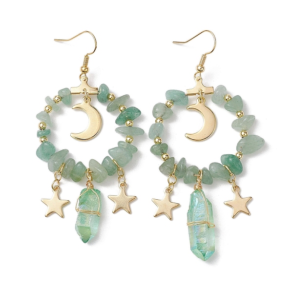 PandaHall Natural Green Aventurine Chip & Dyed Quartz Crystal Beaded Ring Dangle Earrings, Copper Wire Long Drop Earrings, 74~78x35~38mm...
PandaHall Natural Green Aventurine Chip & Dyed Quartz Crystal Beaded Ring Dangle Earrings, Copper Wire Long Drop Earrings, 74~78x35~38mm...