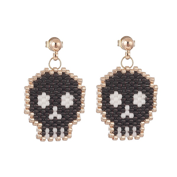 PandaHall Handmade Japanese Seed Braided Skull Dangle Stud Earrings, Golden Brass Jewelry for Women, Black, 31mm, Pin: 0.8mm Glass Skull...
PandaHall Handmade Japanese Seed Braided Skull Dangle Stud Earrings, Golden Brass Jewelry for Women, Black, 31mm, Pin: 0.8mm Glass Skull...