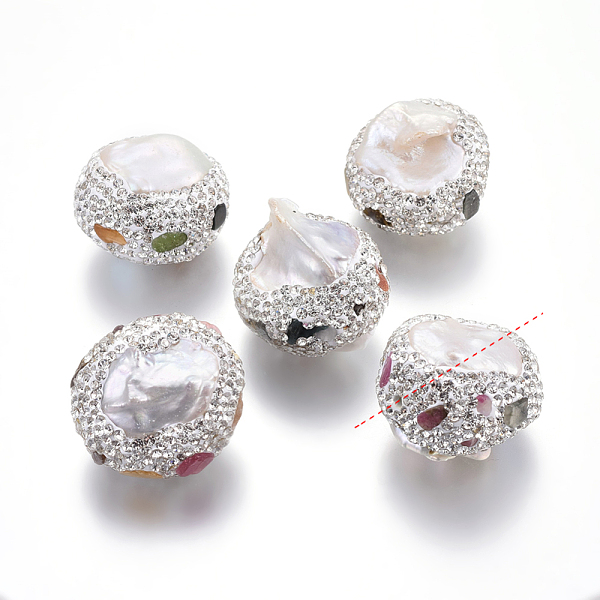 PandaHall Natural Pearl Beads, with Polymer Clay Rhinestones and Gemstone, Nuggets, 22.5~25x16.5~19mm, Hole: 1mm Pearl Nuggets Clear
PandaHall Natural Pearl Beads, with Polymer Clay Rhinestones and Gemstone, Nuggets, 22.5~25x16.5~19mm, Hole: 1mm Pearl Nuggets Clear