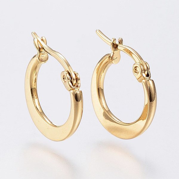 PandaHall 304 Stainless Steel Hoop Earrings, Hypoallergenic Earrings, Golden, 14~16x2mm, pin: 0.7x1mm 304 Stainless Steel
PandaHall 304 Stainless Steel Hoop Earrings, Hypoallergenic Earrings, Golden, 14~16x2mm, pin: 0.7x1mm 304 Stainless Steel