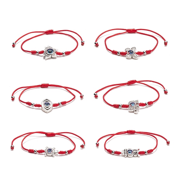 PandaHall 6Pcs 6 Style Lotus & Horse Eye & Butterfly & Tortoise & Owl Alloy Braided Bead Bracelets Set, Resin Evil Eye Beaded Adjustable..., Red
PandaHall 6Pcs 6 Style Lotus & Horse Eye & Butterfly & Tortoise & Owl Alloy Braided Bead Bracelets Set, Resin Evil Eye Beaded Adjustable..., Red
