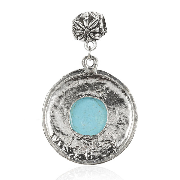 PandaHall Alloy European Dangle Charms, with Dyed Synthetic Turquoise, Flat Round, Antique Silver, 51mm, Hole: 5mm Synthetic Turquoise Flat..., Cyan
PandaHall Alloy European Dangle Charms, with Dyed Synthetic Turquoise, Flat Round, Antique Silver, 51mm, Hole: 5mm Synthetic Turquoise Flat..., Cyan