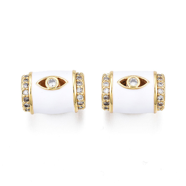 PandaHall Brass Micro Pave Clear Cubic Zirconia European Beads, with Enamel, Large Hole Beads, Nickel Free, Real 18K Gold Plated, Column..., White
PandaHall Brass Micro Pave Clear Cubic Zirconia European Beads, with Enamel, Large Hole Beads, Nickel Free, Real 18K Gold Plated, Column..., White