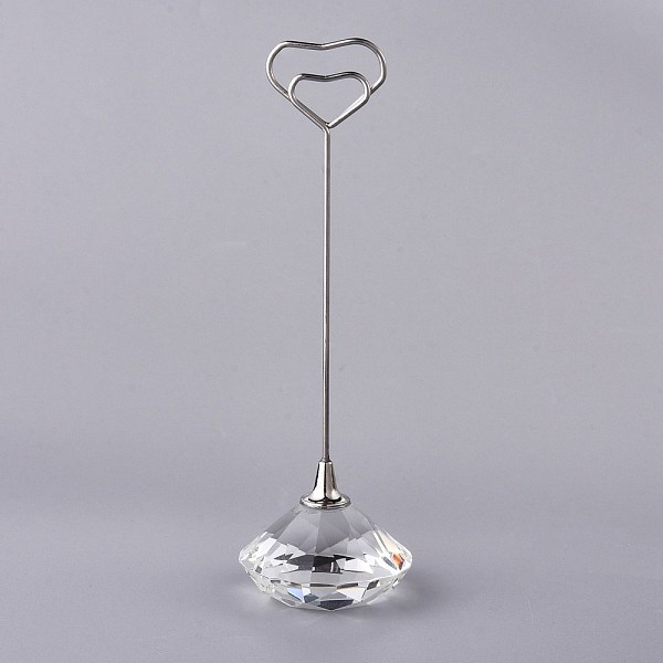PandaHall Diamond Shape Glass Name Card Holder, Wedding Table Number Card Holders, with Iron Findings, Heart, Clear, 130mm Glass Clear
PandaHall Diamond Shape Glass Name Card Holder, Wedding Table Number Card Holders, with Iron Findings, Heart, Clear, 130mm Glass Clear