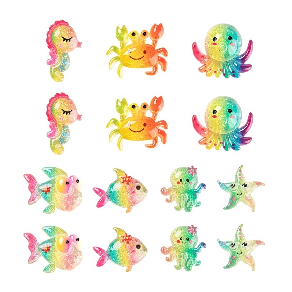 PandaHall 56Pcs 7 Style Resin Cabochons, Sea World Style, with Glitter Powder, Goldfish & Crab & Octopus & Starfish & Sea horse & Fish..., Multicolor
PandaHall 56Pcs 7 Style Resin Cabochons, Sea World Style, with Glitter Powder, Goldfish & Crab & Octopus & Starfish & Sea horse & Fish..., Multicolor