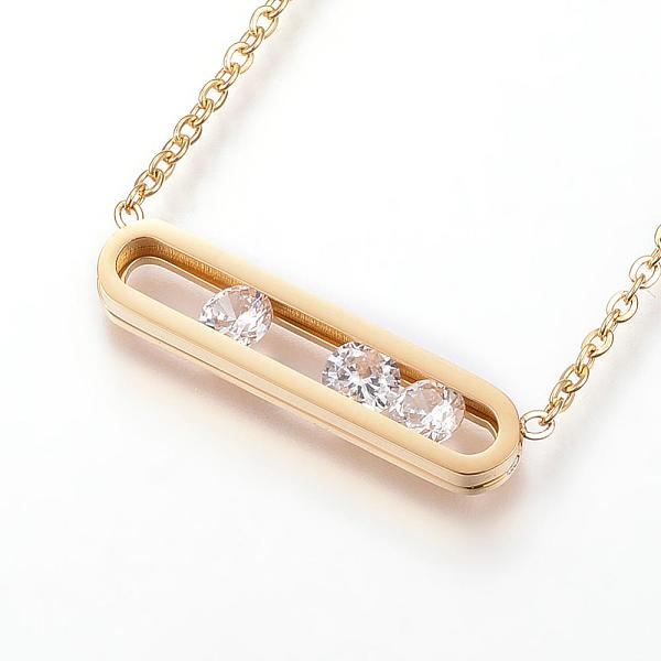 PandaHall 304 Stainless Steel Pendant Necklaces, with Cubic Zirconia and Lobster Claw Clasps, Cable Chains, Rectangle, Golden, 17.3 inch..., Clear
PandaHall 304 Stainless Steel Pendant Necklaces, with Cubic Zirconia and Lobster Claw Clasps, Cable Chains, Rectangle, Golden, 17.3 inch..., Clear