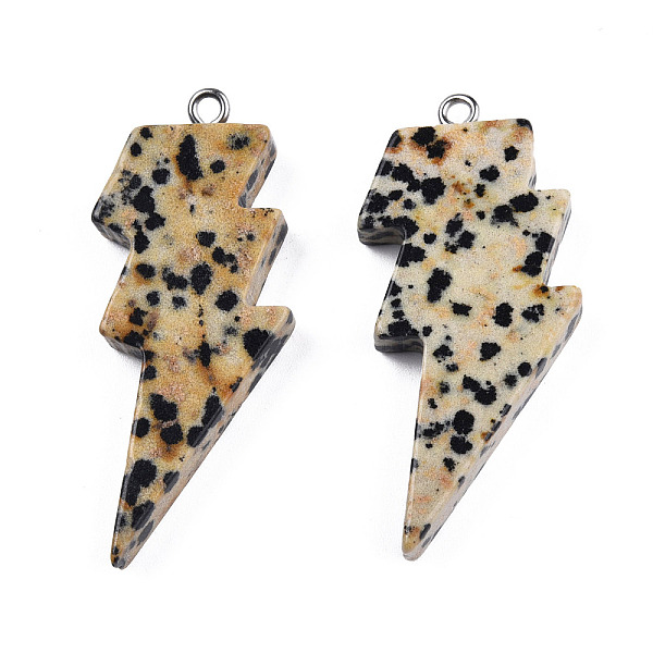 PandaHall Natural Dalmatian Jasper Pendants, Lightning Bolt Charm, with Stainless Steel Color Tone 304 Stainless Steel Loops...
PandaHall Natural Dalmatian Jasper Pendants, Lightning Bolt Charm, with Stainless Steel Color Tone 304 Stainless Steel Loops...
